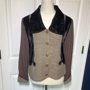 Vintage Neil & David Art To Wear Multiple Texture Blouse Velvet Flat Collar